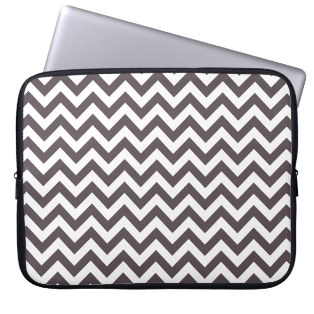 Dark Gray White Chevron Pattern Laptop Sleeve (Front)
