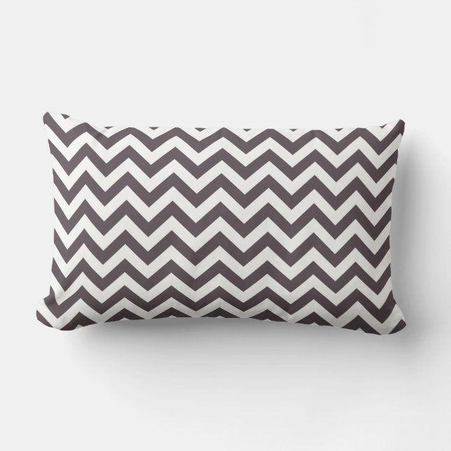 Dark Gray White Chevron Pattern Lumbar Pillow (Front)