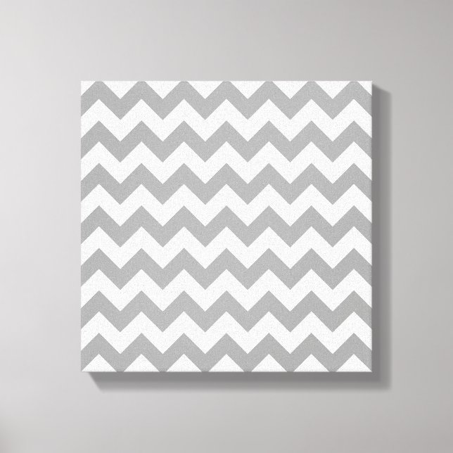 Dark Gray White Chevron Zig-Zag Pattern Canvas Print (Front)