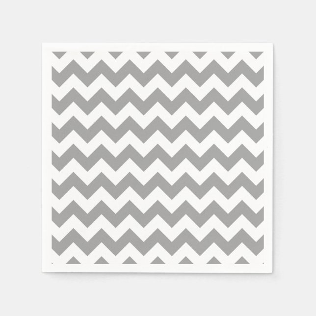 Dark Gray White Chevron Zig-Zag Pattern Napkins (Front)