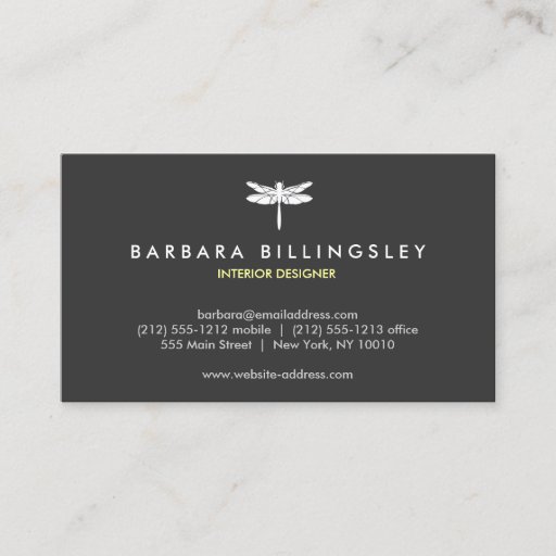 Customizable DK GRAY/WHITE DRAGONFLY LOGO Business Card
