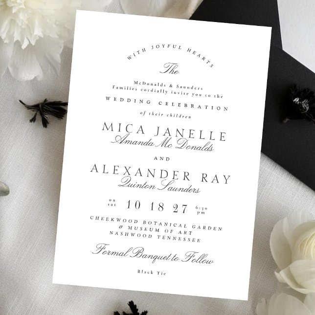 Dark Gray White Elegant Calligraphy Formal Wedding Invitation (Creator Uploaded)