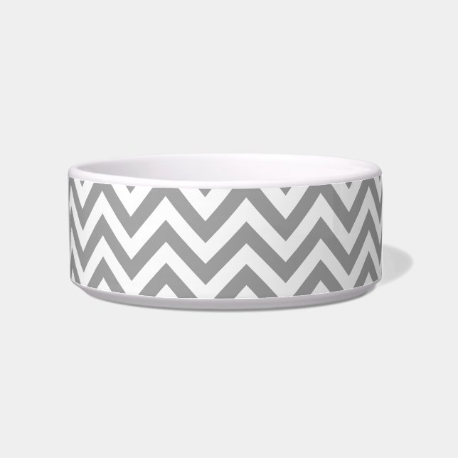 Dark Gray White Large Chevron ZigZag Pattern Bowl (Right)