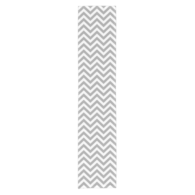 Dark Gray White Large Chevron ZigZag Pattern Short Table Runner (Front)
