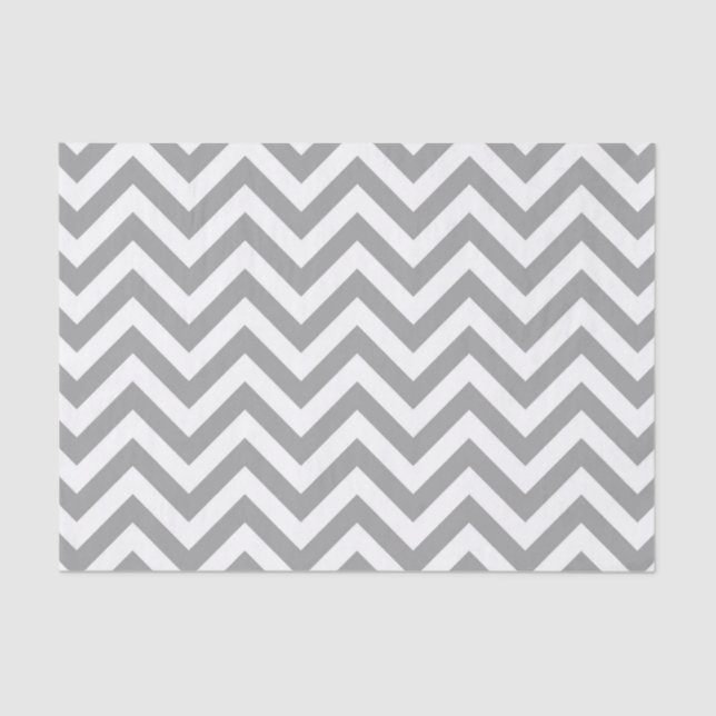 Dark Gray White Large Chevron ZigZag Pattern Tissue Paper (Front)