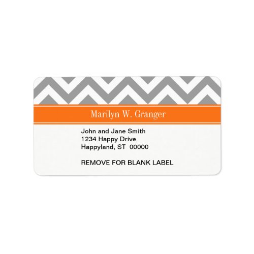 Dark Gray White LG Chevron Pumpkin Name Monogram Label