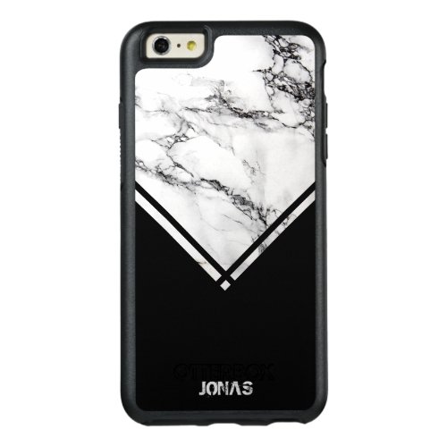 Dark Gray  White Marble And Black Stripes OtterBox iPhone 66s Plus Case