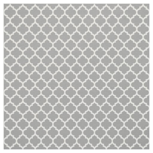 Dark Gray, White Moroccan Quatrefoil #5 Sz3 Fabric