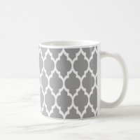 Dark Gray White Moroccan Quatrefoil Pattern #4