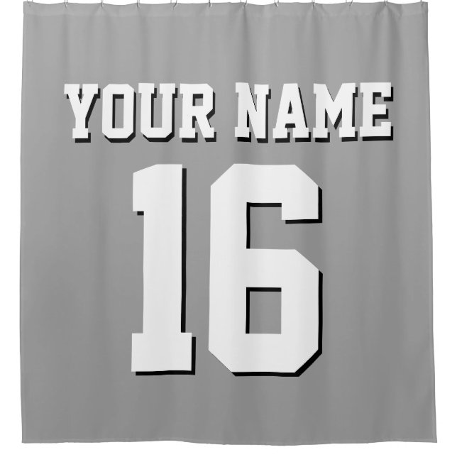 Dark Gray White Sports Jersey Team Jersey Shower Curtain (Front)