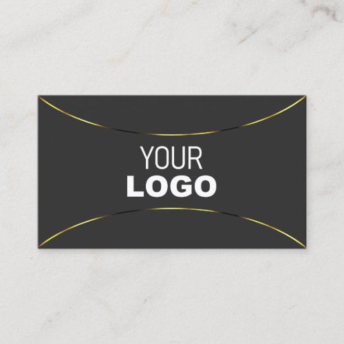 Dark Gray with Gold Decor and Logo Professional Business Card
