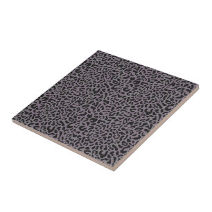 Dark Gray with Muted Charcoal Spots Leopard Ceramic Tile