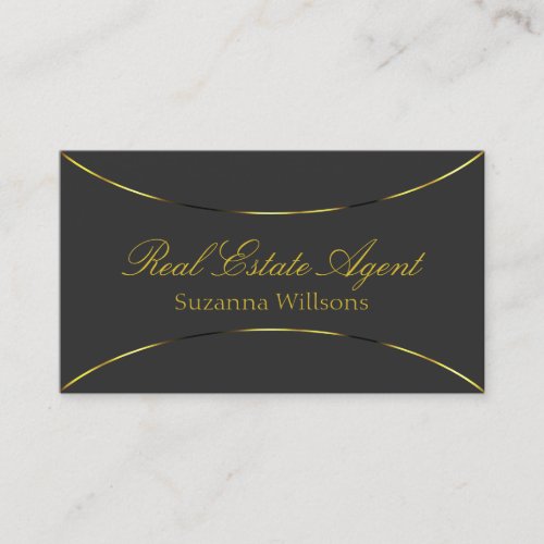 Dark Gray with Shimmery Gold Decor Professional Business Card