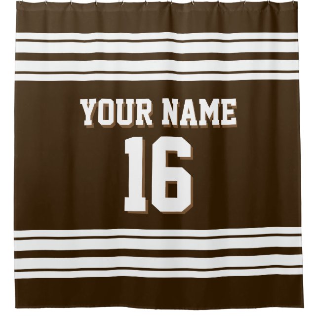 Dark Gray with White Stripes Sports Jersey Shower Curtain (Front)
