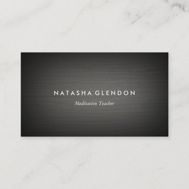 Dark Gray Wood Minimalist Zen Business Card (Front)
