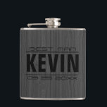 Dark Gray Wood Texture Best Man Flask<br><div class="desc">Dark gray faux wood texture customizable text-best man-</div>