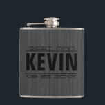 Dark Gray Wood Texture Best Man Flask<br><div class="desc">Dark gray faux wood texture customizable text-best man-</div>