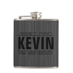 Dark Gray Wood Texture Best Man Flask