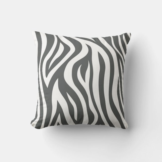Dark gray zebra throw pillow (Front)