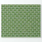 Dark Green 8-Bit Pixelated Style Bricks Wrapping Paper (Flat)