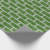 Dark Green 8-Bit Pixelated Style Bricks Wrapping Paper (Corner)