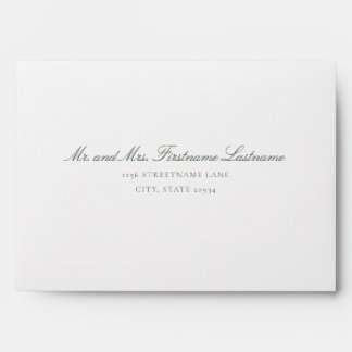 Dark Green "A" Monogram Wedding Envelope