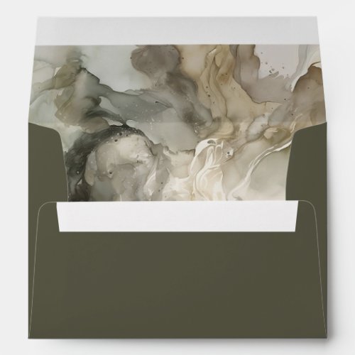 Dark Green Abstract Painting Return Address Envelope