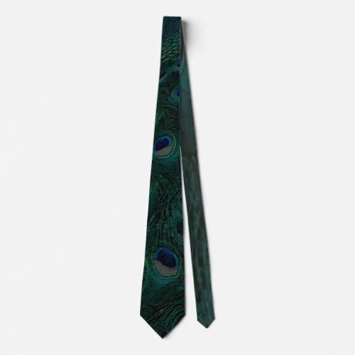 Dark Green Abstract Peacock Design Tie