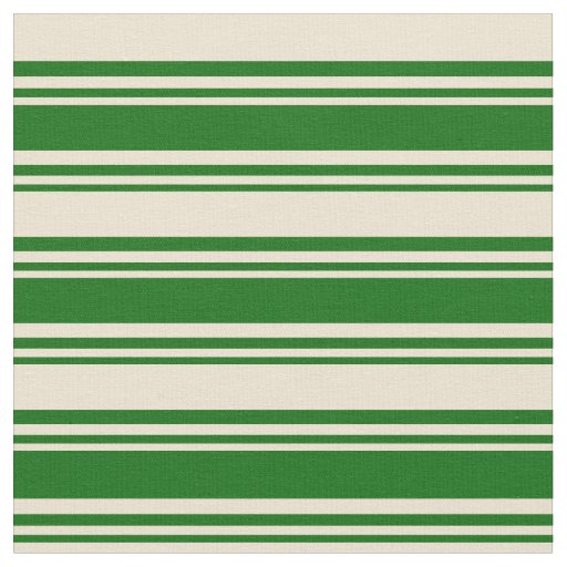 Dark Green and Beige Lines Pattern Fabric