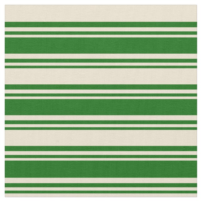 Dark Green and Beige Lines Pattern Fabric (Close Up)