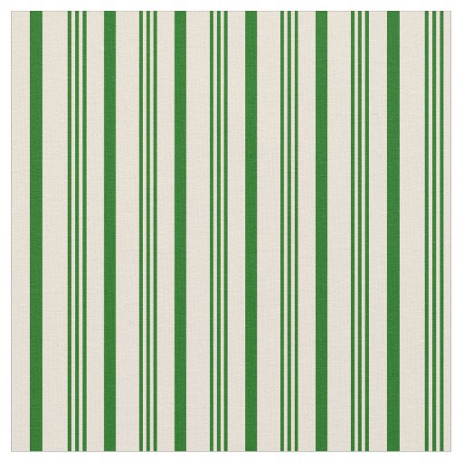 Dark Green and Bisque Lined Pattern Fabric
