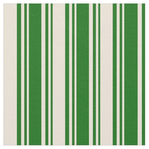 Dark Green and Bisque Stripes Pattern Fabric
