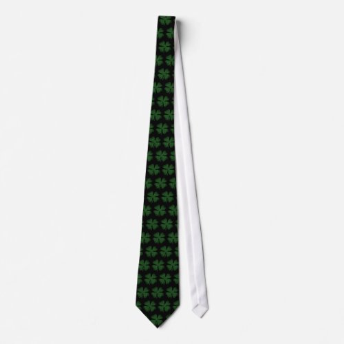 Dark green and black lucky clover St Patricks Day Neck Tie