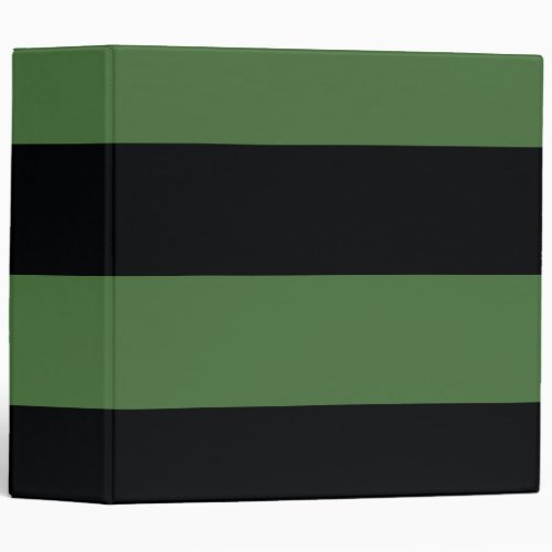 Dark Green and Black Simple Extra Wide Stripes 3 Ring Binder