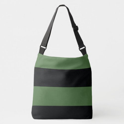 Dark Green and Black Simple Extra Wide Stripes Crossbody Bag