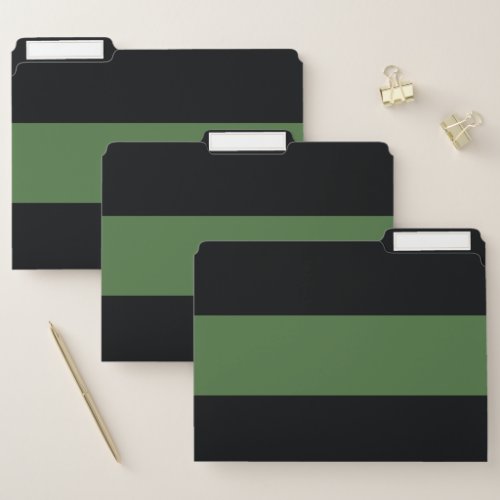 Dark Green and Black Simple Extra Wide Stripes File Folder