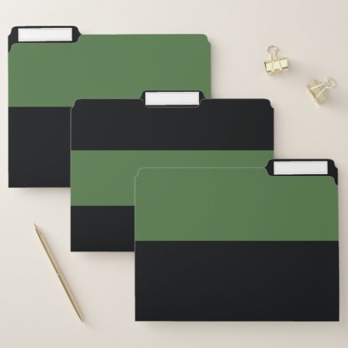 Dark Green and Black Simple Extra Wide Stripes File Folder