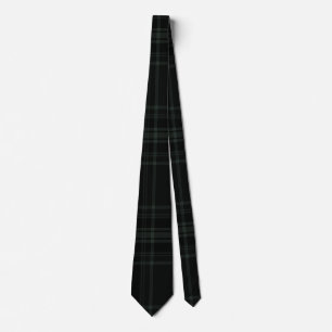 Dark Green and Black Tartan Plaid Pattern Design Neck Tie