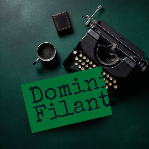 Dark Green and Black Vintage Typewriter Typography Business Card