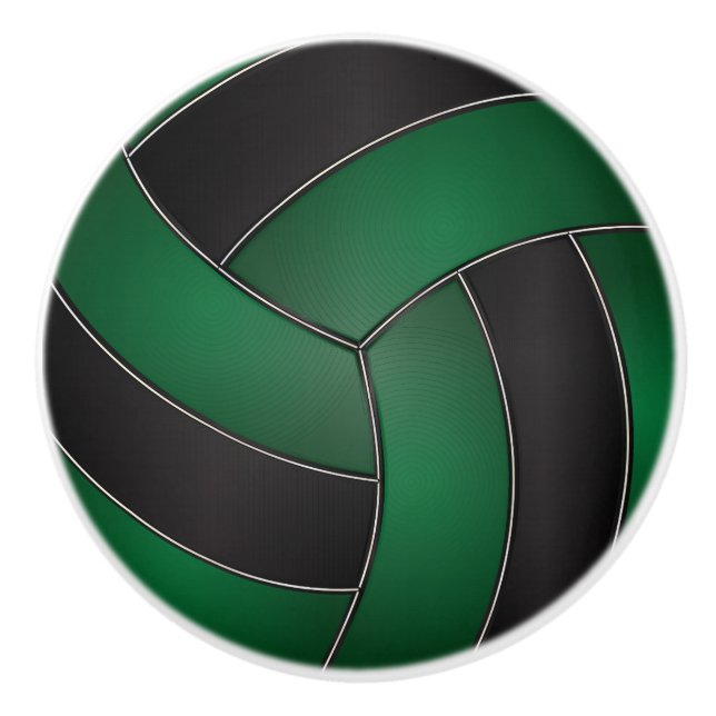 Dark Green and Black Volleyball Ceramic Knob (Front)