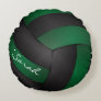 Dark Green and Black Volleyball | Personalize Round Pillow