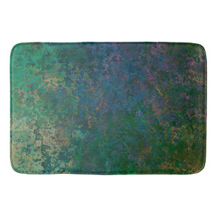 Dark Green and Blue Alcohol Ink Abstract Bath Mat