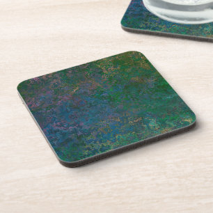 Dark Green and Blue Alcohol Ink Abstract Beverage Coaster