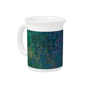 Dark Green and Blue Alcohol Ink Abstract Beverage Pitcher