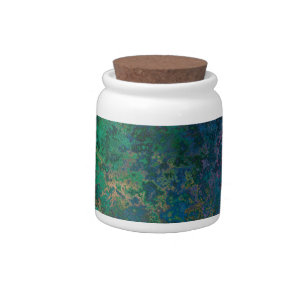 Dark Green and Blue Alcohol Ink Abstract Candy Jar