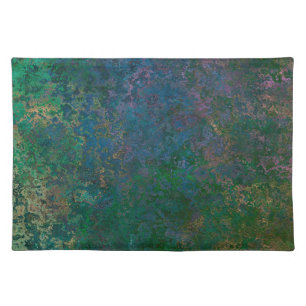 Dark Green and Blue Alcohol Ink Abstract Cloth Placemat