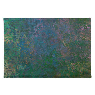 Dark Green and Blue Alcohol Ink Abstract Cloth Placemat