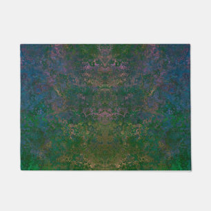 Dark Green and Blue Alcohol Ink Abstract Doormat