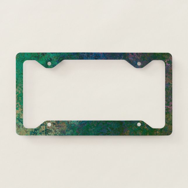 Dark Green and Blue Alcohol Ink Abstract License Plate Frame (Front)