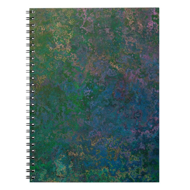 Dark Green and Blue Alcohol Ink Abstract Notebook (Front)
